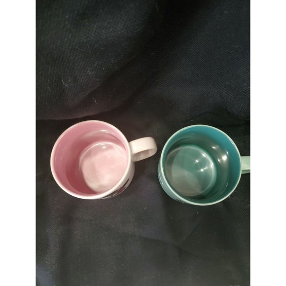 Disney Lot of 2 Mickey and Minnie Mouse Coffee Cups vintage pink green Thailand - Picture 5 of 12